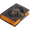 Leather Journals Černý kožený grimoár s malachitovým kamenem a keltským propletením Leather Journals Černý kožený grimoár s malachitovým kamenem a keltským propletením
