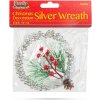 Vianočná dekorácia - zavesiteľná - strieborný veniec - 10 cm Vianočná dekorácia - zavesiteľná - strieborný veniec - 10 cm