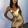 Sexy šaty mini lesklé zlaté - INNA44 Veľkosť: L Sexy šaty mini lesklé zlaté - INNA44 Veľkosť: L