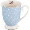 Altom Design Hrnček Vintage Dots Blue & Pink – porcelánový hrnček na kávu a čaj 300 ml Farba: Modrá na romantické každodenné pitie kávy a čaju Altom Design Hrnček Vintage Dots Blue & Pink – porcelánový hrnček na kávu a čaj 300 ml Farba: Modrá na romantické každodenné pitie kávy a čaju