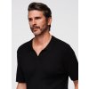 Ombre Men's buttonless polo shirt with open collar - black čierna | šedá XL Ombre 5907064525935 Ombre Men's buttonless polo shirt with open collar - black čierna | šedá XL Ombre 5907064525935