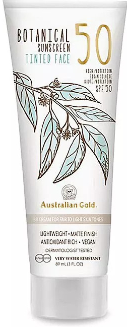Australian Gold Botanical Sunscreen Tinted Face SPF50 Medium BB krém s minerálnymi filtrami 89 ml