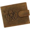 Pánska brúsená kožená peňaženka zverokruh Blíženci hnedé