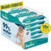 Pampers 99% Vodeodolné Detské Vlhčené Obrúsky 18 x 60 ks
