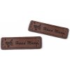 Eko koža ceduľka / ozdoba / nášivka Handmade 15x50 mm - 5 ks 3 hnedá tmavá Eko koža ceduľka / ozdoba / nášivka Handmade 15x50 mm - 5 ks 3 hnedá tmavá