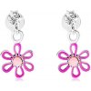 Šperky eshop - Náušnice zo striebra 925, číry zirkón, ružovo-fialový kvietok, puzetky I25.21 Šperky eshop - Náušnice zo striebra 925, číry zirkón, ružovo-fialový kvietok, puzetky I25.21