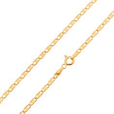 Śperky eshop Retiazka zo žltého zlata, lesklé oválne očká s hladkým obdĺžnikom GG24.33