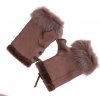 Splus Dámske kožušinové bezprstové rukavice JAPAN PAJ17 hnedé Vintage velúrové Splus Dámske kožušinové bezprstové rukavice JAPAN PAJ17 hnedé Vintage velúrové