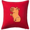 Kapybara s palcom hore - Vankúš 50x50 - 50x50 - Vrátane výplne ( Červená ) Kapybara s palcom hore - Vankúš 50x50 - 50x50 - Vrátane výplne ( Červená )