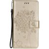 Peňaženkové puzdro Embossing Pattern Strom a mačka zlaté – Samsung Galaxy A52 / A52 5G / A52s 5G Peňaženkové puzdro Embossing Pattern Strom a mačka zlaté – Samsung Galaxy A52 / A52 5G / A52s 5G