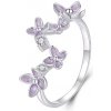 For Silver Prsteň s fialovými kvetmi - Striebro 925 For Silver Prsteň s fialovými kvetmi - Striebro 925