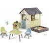 Set domček s pieskoviskom a záhradkou s posedením Square Playhouse Life Smoby rozšíriteľný s elektronickým zvončekom záhradkou a stolík s 2 stoličkami KidChair Set domček s pieskoviskom a záhradkou s posedením Square Playhouse Life Smoby rozšíriteľný s elektronickým zvončekom záhradkou a stolík s 2 stoličkami KidChair