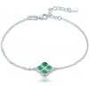 Minet JMAS7058ZB19 strieborný náramok štvorlístok s malachitom