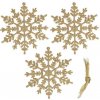 SPRINGOS Vianočné ozdoby Snehové vločky s trblietkami 12cm zlaté sada 3ks
