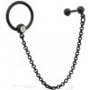 Šperky eshop - Čierny piercing do ucha z ocele - retiazka, čierny krúžok, zirkón AC8.01 Šperky eshop - Čierny piercing do ucha z ocele - retiazka, čierny krúžok, zirkón AC8.01