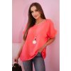 Fashionweek Blúzka dámska z bavlnys príveskom K68 Farba: Koralový, Veľkosť: Universal Fashionweek Blúzka dámska z bavlnys príveskom K68 Farba: Koralový, Veľkosť: Universal