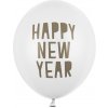 PartyDeco Balóny Happy New Year biele 30cm