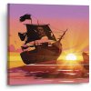 Sablio Obraz Pirátska loď pri západe slnka - 50x50 cm Sablio Obraz Pirátska loď pri západe slnka - 50x50 cm
