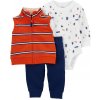 CARTER'S Set 3dielny vesta, tepláky, body dl. rukáv Orange Stripes chlapec 9m CARTER'S Set 3dielny vesta, tepláky, body dl. rukáv Orange Stripes chlapec 9m