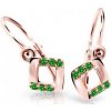 Cutie Jewellery Štvorcové detské náušnice z ružového zlata C2268-10-X-4 zelená Cutie Jewellery Štvorcové detské náušnice z ružového zlata C2268-10-X-4 zelená