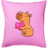 Zamilovaná kapybara - Vankúš 50x50 - 50x50 - Iba poťah ( Ružová ) Zamilovaná kapybara - Vankúš 50x50 - 50x50 - Iba poťah ( Ružová )