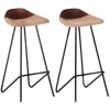 vidaXL Barové stoličky 2 ks hnedé pravá koža vidaXL Barové stoličky 2 ks hnedé pravá koža