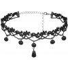 SuperLove Sexy Lace Floral Bead Pendant Choker Black SuperLove Sexy Lace Floral Bead Pendant Choker Black