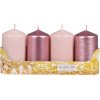 Sviečky adventné VALEC mix povrchov ružová/ružovo-zlatá, pr. 5 x 9 cm, 4 ks Sviečky adventné VALEC mix povrchov ružová/ružovo-zlatá, pr. 5 x 9 cm, 4 ks