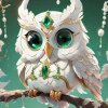 Diamantový obraz Zelenooká sova a šperky Diamantový obraz Zelenooká sova a šperky