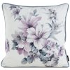 DESIGN 91, Luxusná, zamatová obliečka na vankúš zdobená lemom 121, fialové kvietky v smotanovom podklade, 45 x 45 cm, ZA-457977 DESIGN 91, Luxusná, zamatová obliečka na vankúš zdobená lemom 121, fialové kvietky v smotanovom podklade, 45 x 45 cm, ZA-457977