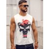 Bielo-čierne pánske tank top tričko s potlačou Bolf 14822A Bielo-čierne pánske tank top tričko s potlačou Bolf 14822A