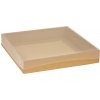Darčeková krabica s priehľadným vekom 300x300x50/35 mm, hnedá - kraft Darčeková krabica s priehľadným vekom 300x300x50/35 mm, hnedá - kraft