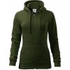 MALFINI TRENDY ZIPPER 411 / Dámska celozapínacia klokanka s kapucňou - military XL MALFINI TRENDY ZIPPER 411 / Dámska celozapínacia klokanka s kapucňou - military XL