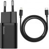 Baseus TZCCSUP-B01 Super Si Quick Nabíjačka USB-C 20W + Simple Wisdom Data Kábel USB-C to iP 1m čierna TZCCSUP-B01 Baseus TZCCSUP-B01 Super Si Quick Nabíjačka USB-C 20W + Simple Wisdom Data Kábel USB-C to iP 1m čierna TZCCSUP-B01