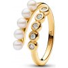 Pandora Otvorený pozlátený prsteň s pravými perlami Timeless Shine 163146C01 60 mm Pandora Otvorený pozlátený prsteň s pravými perlami Timeless Shine 163146C01 60 mm