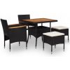 Zostava záhradného nábytku z dreva VidaXL, čierna, 5-dielna Zostava záhradného nábytku z dreva VidaXL, čierna, 5-dielna