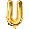 PartyDeco Fóliový balón Mini Písmeno U 35cm zlatý