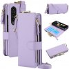 Multifunkčné peňaženkové puzdro Crossbody Ring na Samsung Galaxy Z Fold 3 5G - Fialová Multifunkčné peňaženkové puzdro Crossbody Ring na Samsung Galaxy Z Fold 3 5G - Fialová