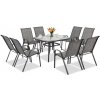 Garden Point Modena sivá kovová súprava záhradného nábytku pre 8 osôb so štvorcovým stolom