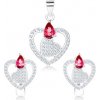 Šperky eshop - Strieborná sada 925, prívesok a náušnice, srdce v kontúre, zirkónová slza SP71.09 Šperky eshop - Strieborná sada 925, prívesok a náušnice, srdce v kontúre, zirkónová slza SP71.09