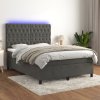Box spring postel s matrací a LED tmavě šedá 140x200 cm samet Šedá 3136306 Box spring postel s matrací a LED tmavě šedá 140x200 cm samet Šedá 3136306
