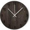 Drevené nástenné hodiny z duba – kruhové 30 cm, čierne, strieborné ručičky Drevené nástenné hodiny z duba – kruhové 30 cm, čierne, strieborné ručičky