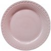 Isabelle Rose Porcelánový tanier v ružovej farbe v retro štýle so srdiečkovým motívom a vrúbkami 19 cm 39067