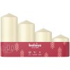 Sviečky Bolsius Pillar Advent, Vianoce, krémové, 60/80/100/120x48 mm, bal. 4 ks Sviečky Bolsius Pillar Advent, Vianoce, krémové, 60/80/100/120x48 mm, bal. 4 ks