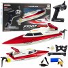 LeanToys Vitality FT007 Dálkově ovládaný RC motorový člun 1:16 bílý a červený LeanToys Vitality FT007 Dálkově ovládaný RC motorový člun 1:16 bílý a červený
