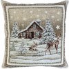 Obliečka na vankúš Gobelín CHENILLE 42/42 cm - Vianoce srnky béžová Obliečka na vankúš Gobelín CHENILLE 42/42 cm - Vianoce srnky béžová