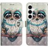 Peňaženkové 3D puzdro na Galaxy A35 5G - Šedá Sova Peňaženkové 3D puzdro na Galaxy A35 5G - Šedá Sova