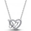 PANDORA strieborný náhrdelník Srdce s motýľom 394477C01 PANDORA strieborný náhrdelník Srdce s motýľom 394477C01