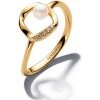 Pandora Elegantný pozlátený prsteň so zirkónmi a perlou Essence Shine 163831C01 56 mm Pandora Elegantný pozlátený prsteň so zirkónmi a perlou Essence Shine 163831C01 56 mm
