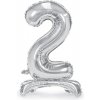 PartyDeco Samostojací fóliový balón 2 strieborný 70 cm PartyDeco Samostojací fóliový balón 2 strieborný 70 cm